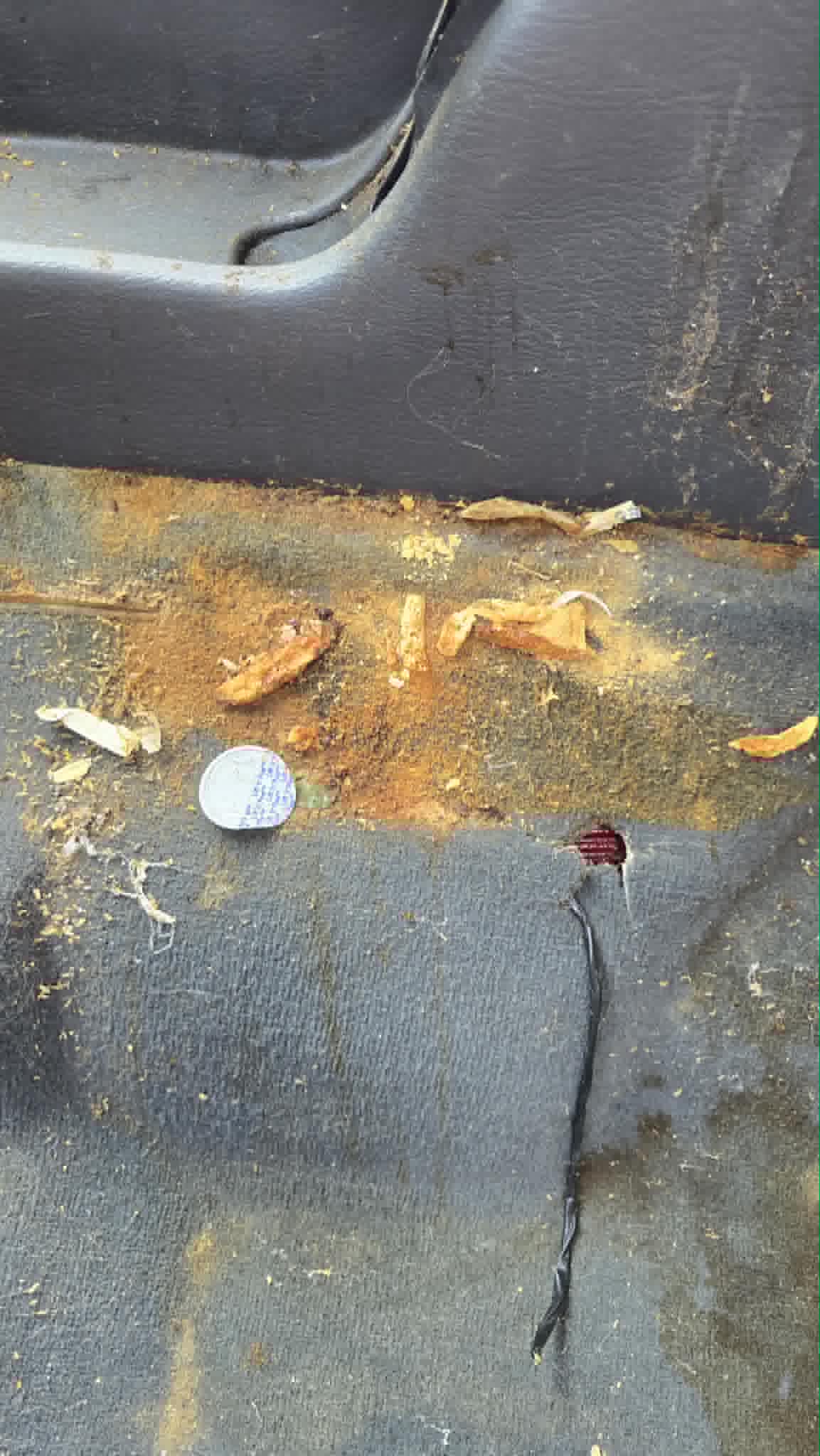 Debris built up in the door sill