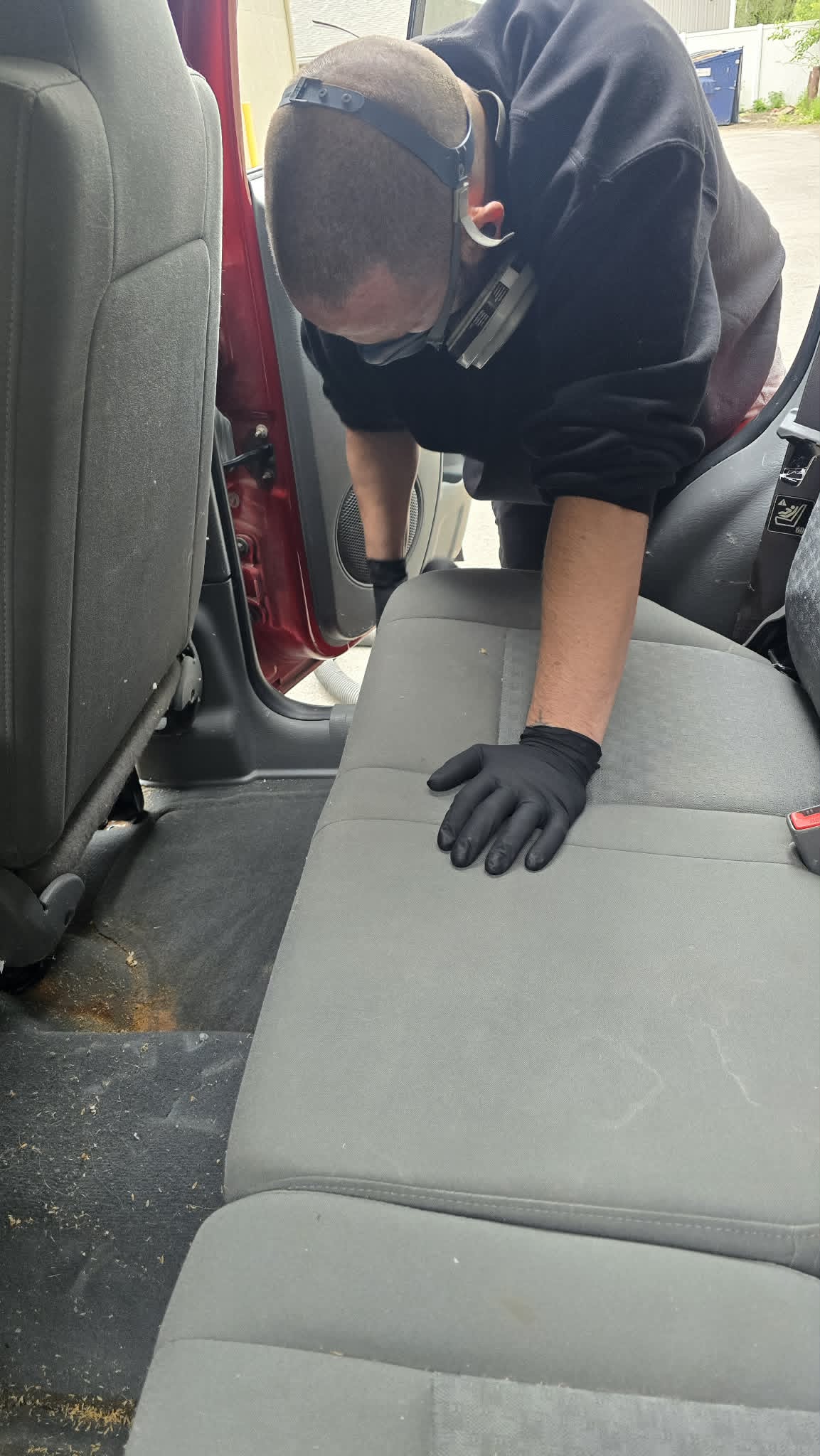 Technician removing the seat